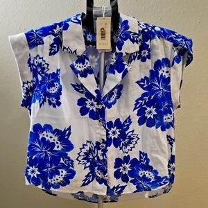 Magaschoni 100% Linen Cropped Top, NWT